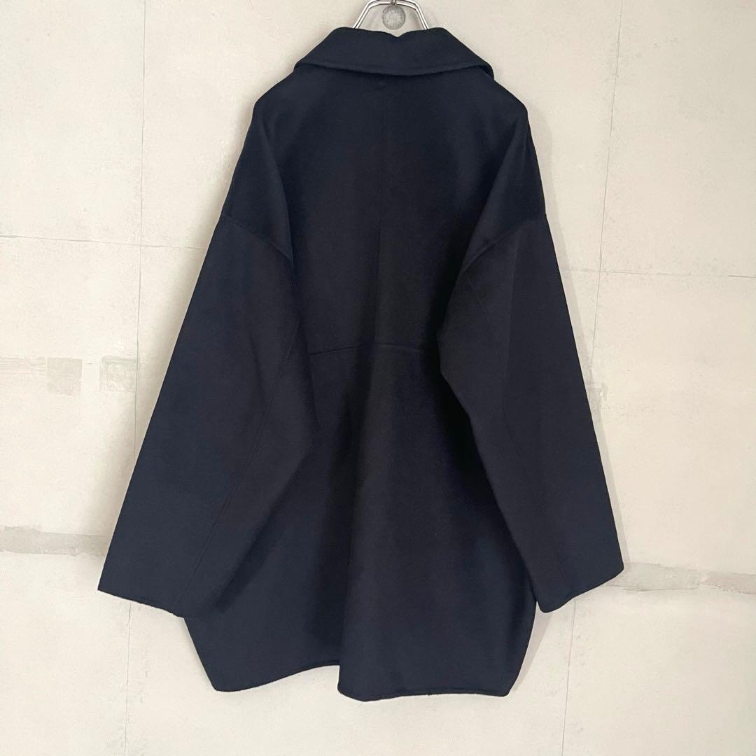 美品】かぐれ kagure ウールステンカラーショートコート ネイビー