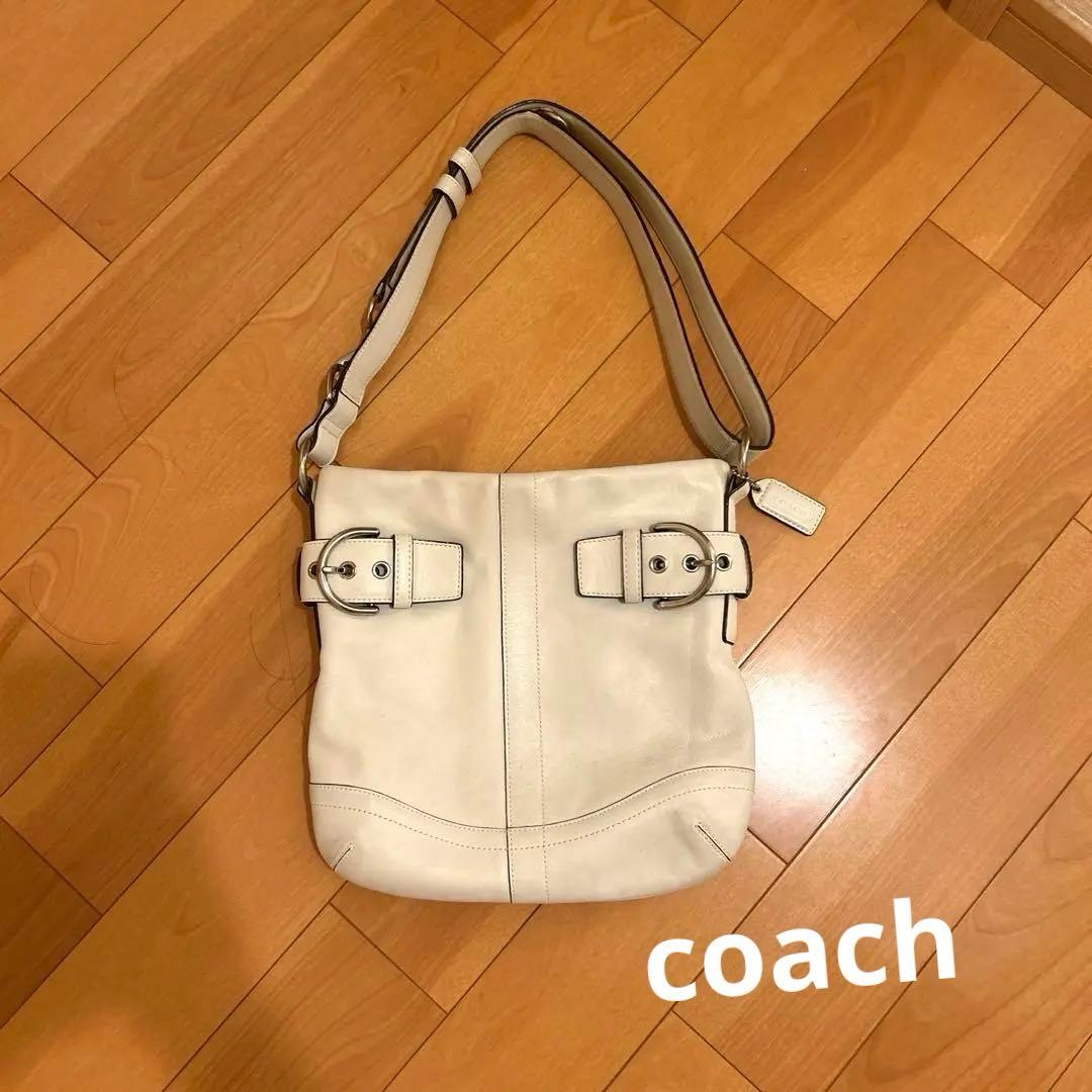 COACH コーチ 白 ショルダーバッグ オールレザー y2k - メルカリ