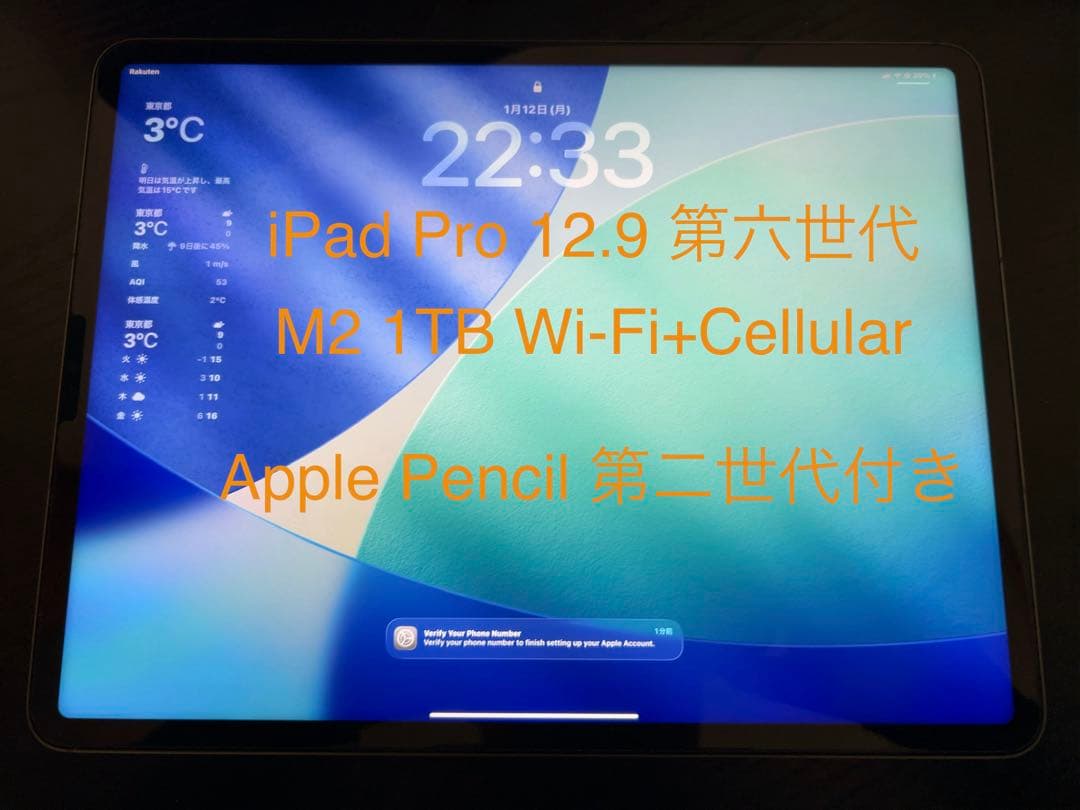 iPad Pro 12.9 第6世代 スペースグレー 1TB Cellular 12.9インチiPad Pro Wi-Fi 1TB - スペースグレイ（第6世代）[整備済