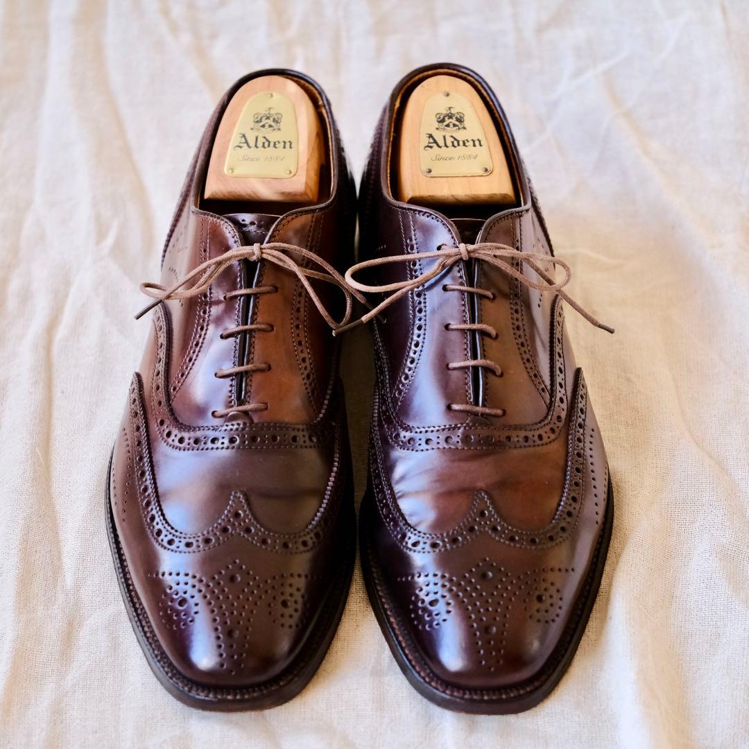 美品Aldenオールデン96080バーガンディコードバンフルブローグ10D木型