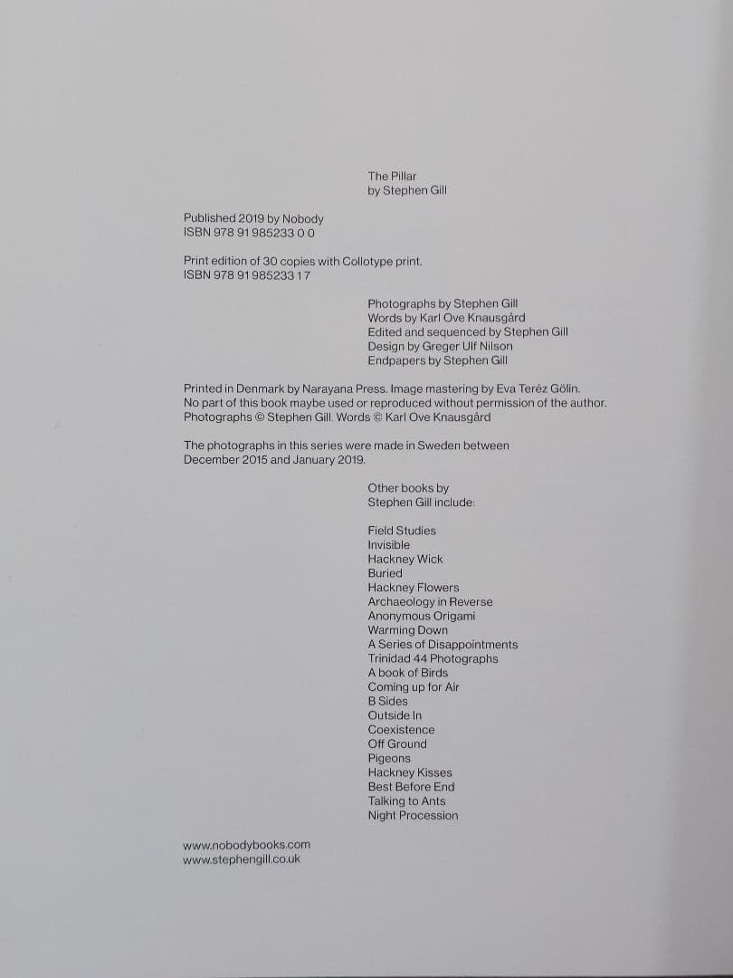 The Pillar Stephen Gill スティーブン・ギル サイン本