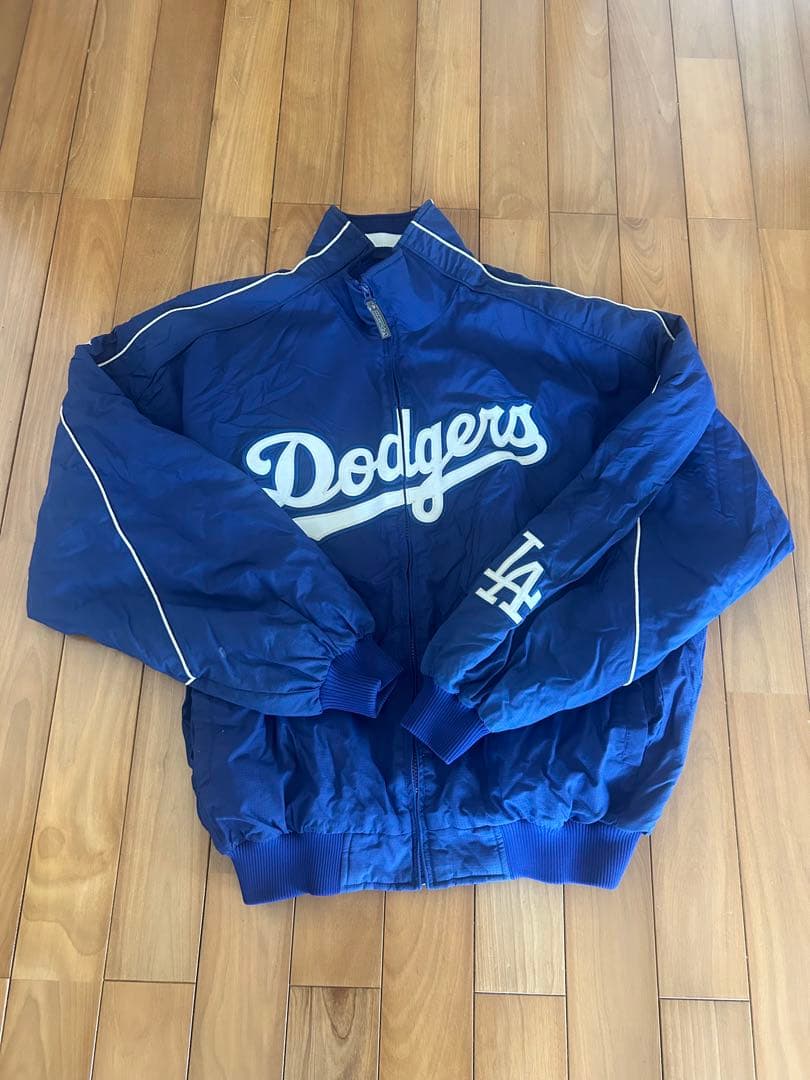 【美品】ドジャース　MLB　Dodgers　スタジアムジャンパー ドジャース スタジャン メンズ GENUINE MERCHANDISE ブルー ホワイト