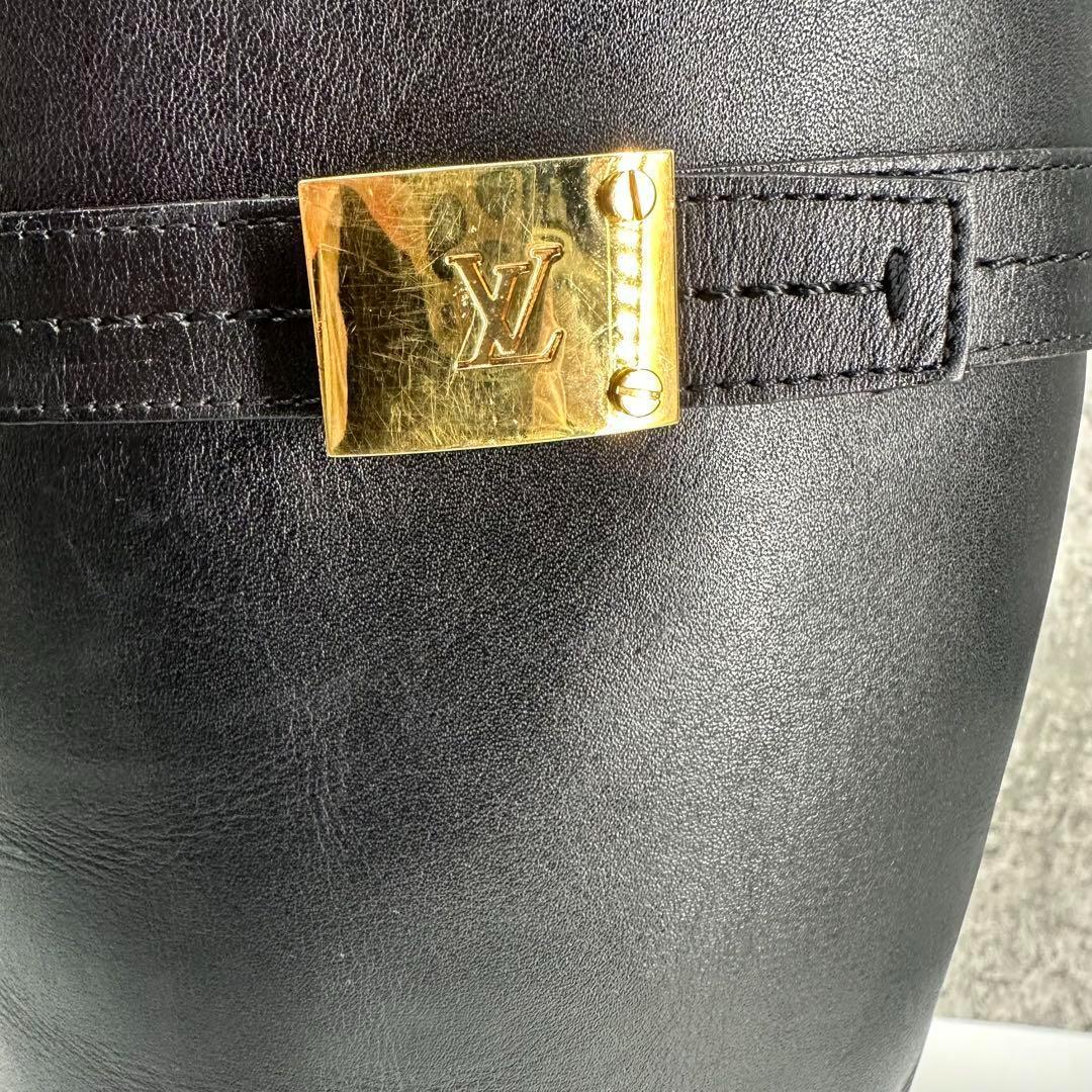 美品★ルイヴィトン ロングブーツ レザー　LVゴールド金具 ロゴ 22.5cm