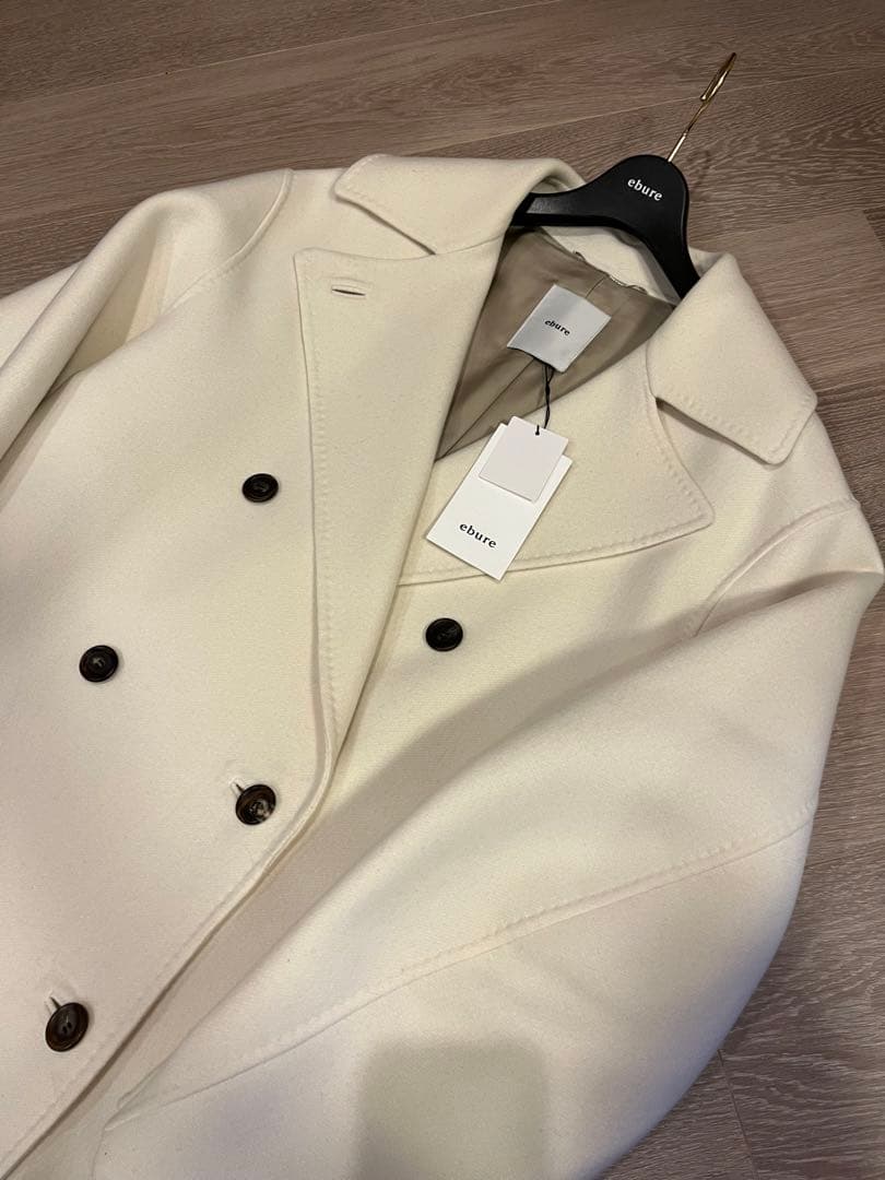 新品 エブール ebure 22AW リュクスメルトンハーフPコート ピーコート