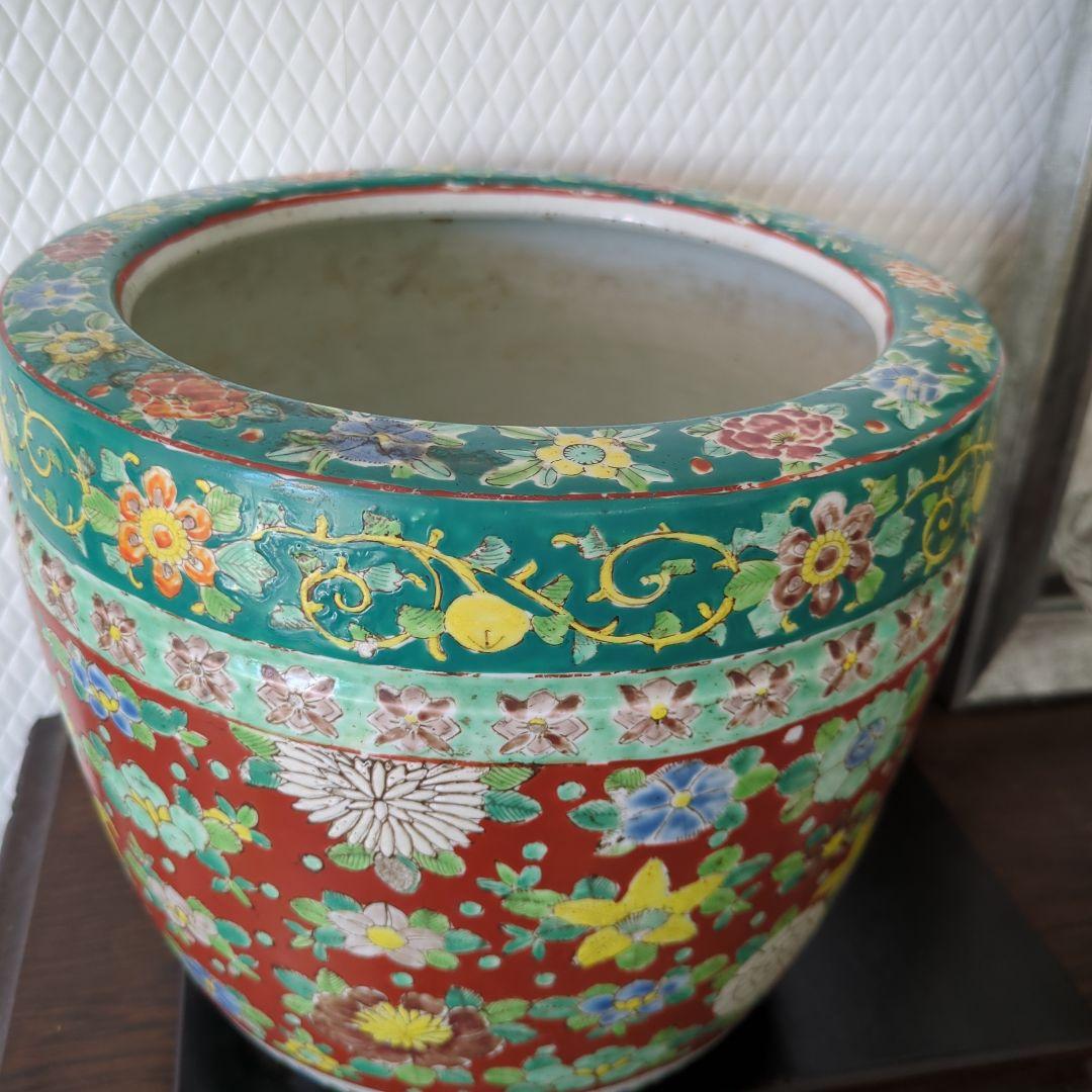 骨董 火鉢 古伊万里 十錦手 色絵 鉢カバー 陶器 メダカ 金魚 - メルカリ
