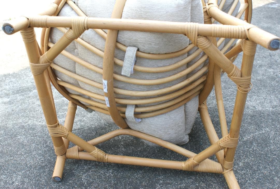 ラタンチェア 丸型 1人掛けソファ ベージュ ニトリ - メルカリ