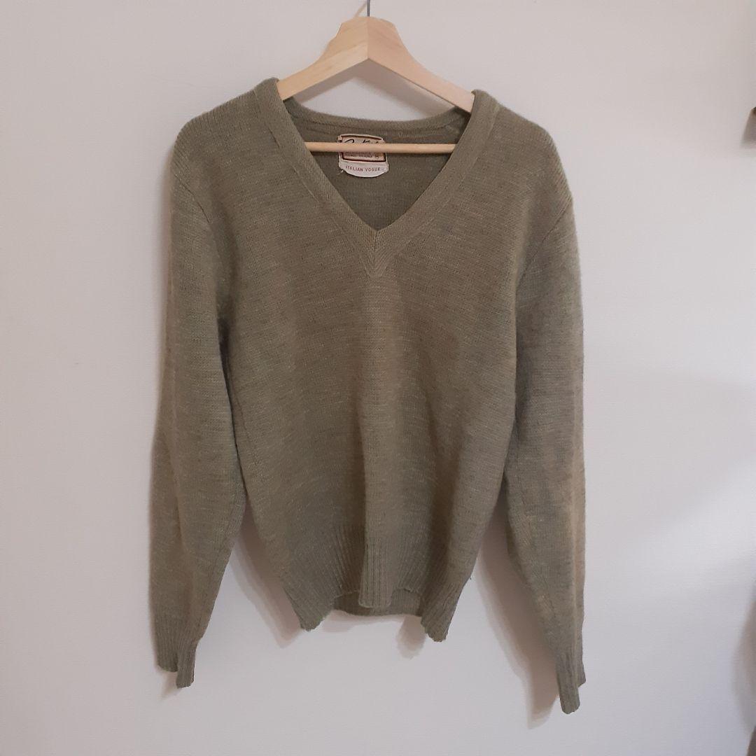 60s brentwood vネックニット カートコバーン グランジ グリーン