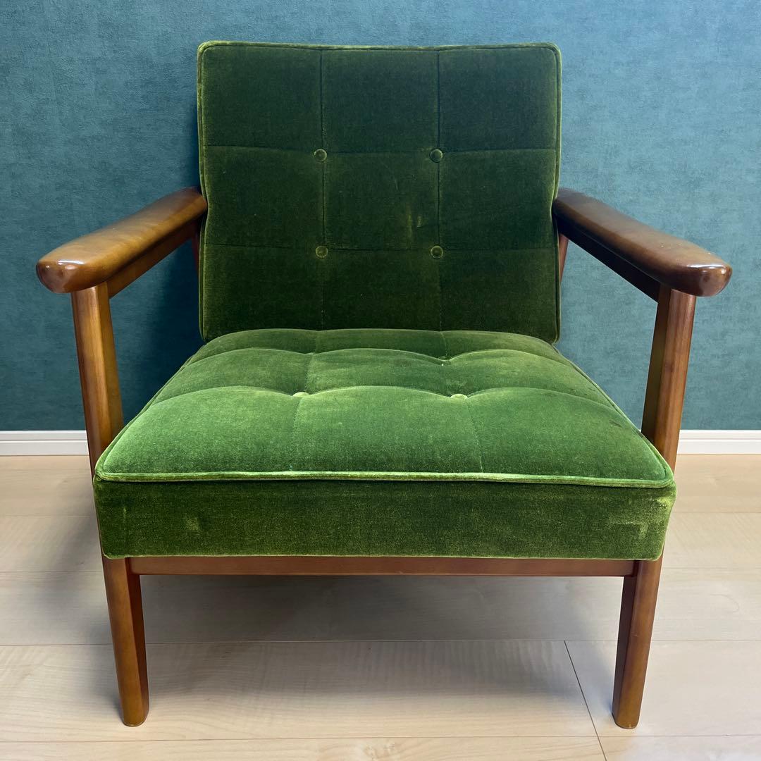 カリモク60 Kチェア ① 1人掛けモケットグリーン　近距離　大阪府引き取り希望 カリモク60 Kチェア ① 1人掛けモケットグリーン 近距離 大阪府