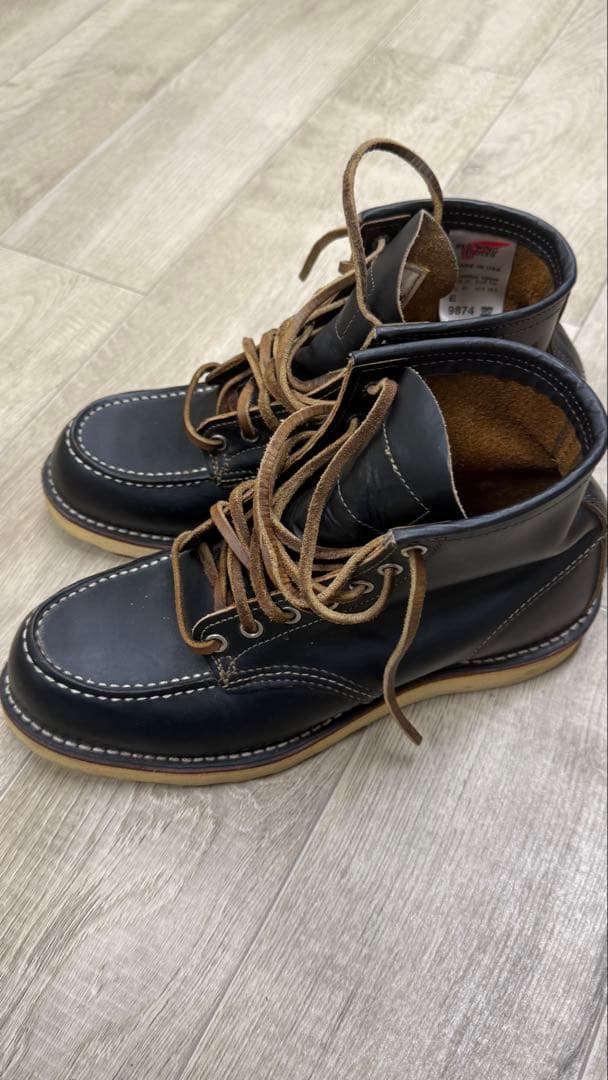 レッドウイングモックトゥブーツ9874 71/2（25.5cm ブラック犬タグ）