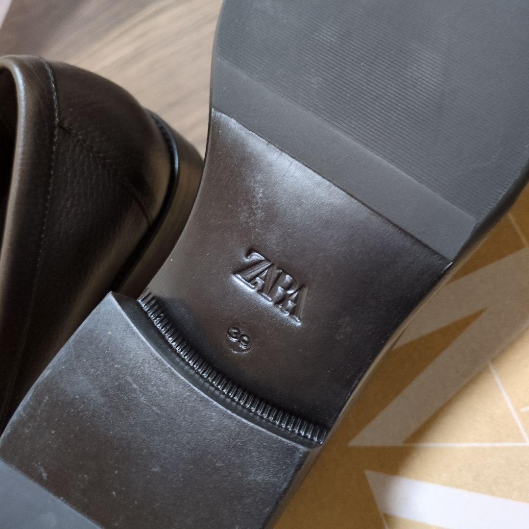 zara リアルレザー ダークブラウン ローファー 25.5cm 本革 茶色 靴