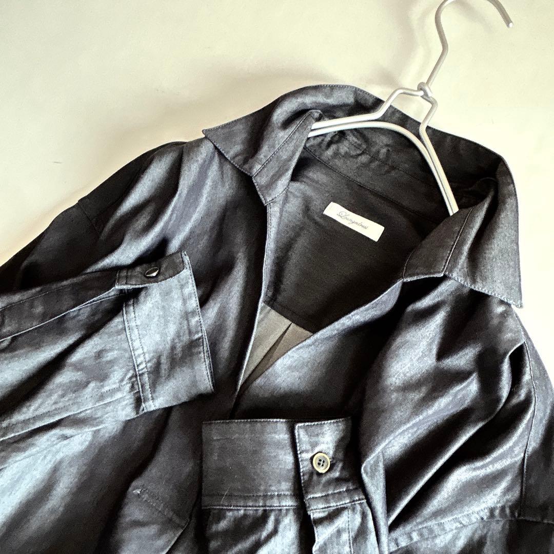 極美品 ラウンジドレス スキッパー シャツ デニム フリーサイズ ワイド