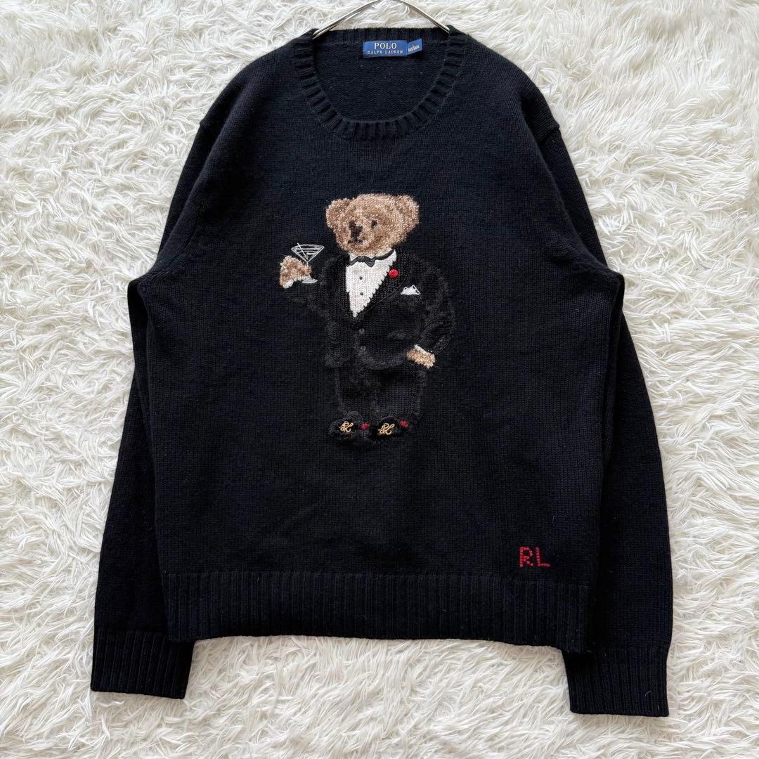 ポロラルフローレン】ニット カシミヤ混 ポロベア タキシード 黒 長袖