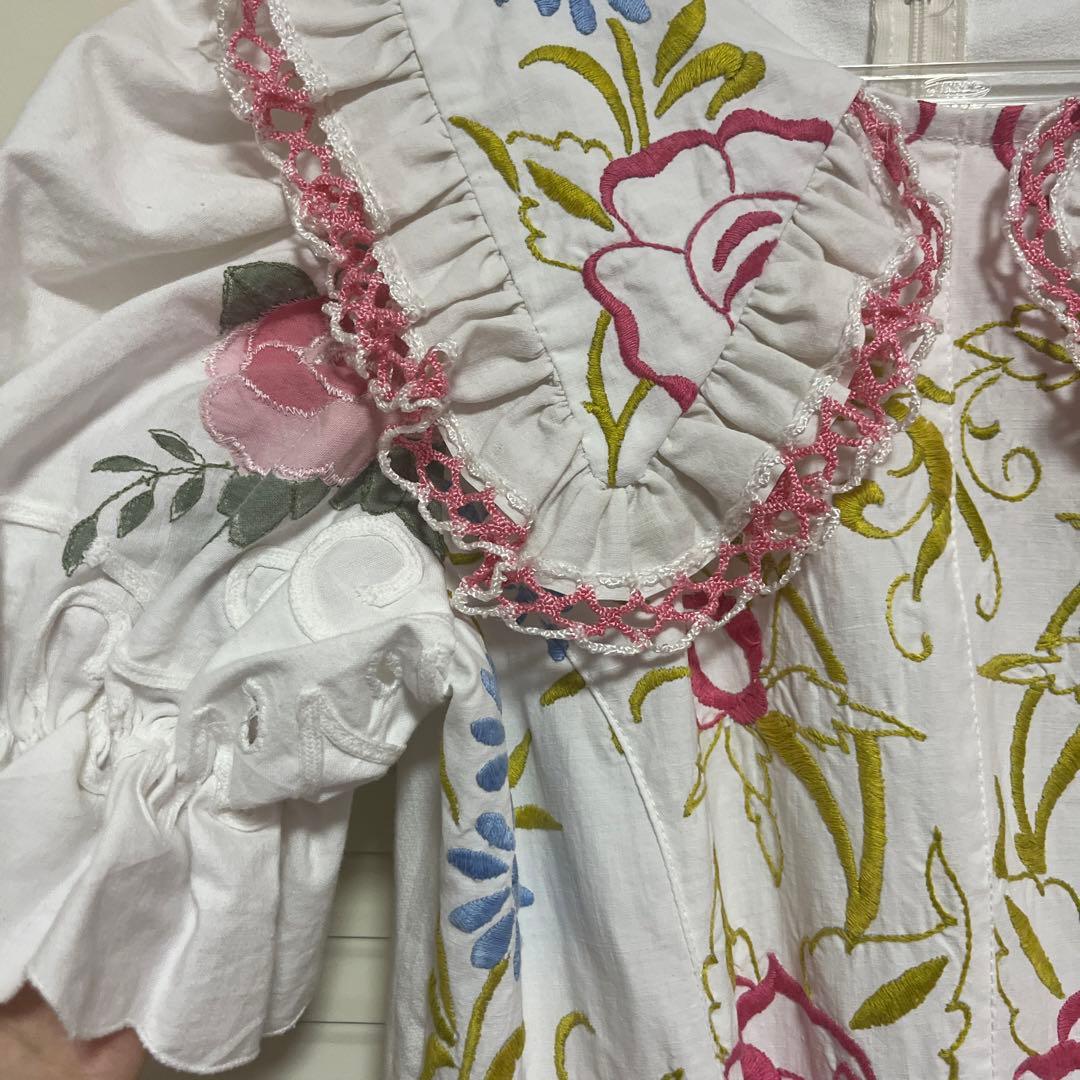 ピ*ン様 花柄 刺繍 ヴィンテージ レトロ ワンピース ドレス