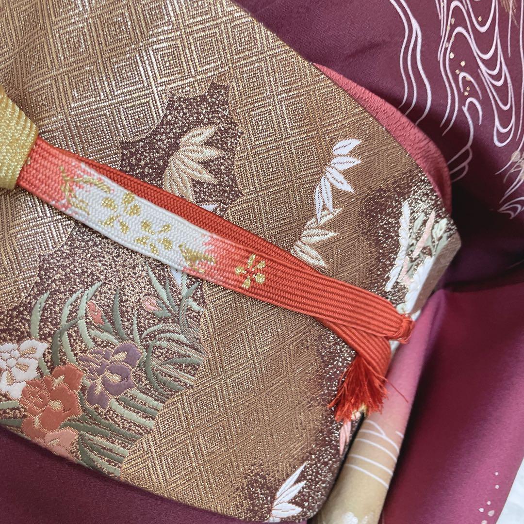 訪問着 フルセット 鳳凰 房亀 荒波 花丸紋 金彩加工 鮮やか 躍動的