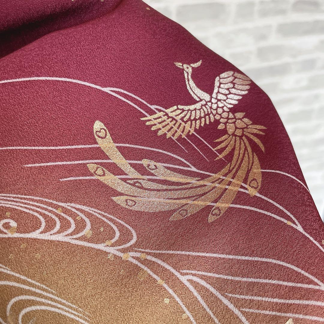 訪問着 フルセット 鳳凰 房亀 荒波 花丸紋 金彩加工 鮮やか 躍動的