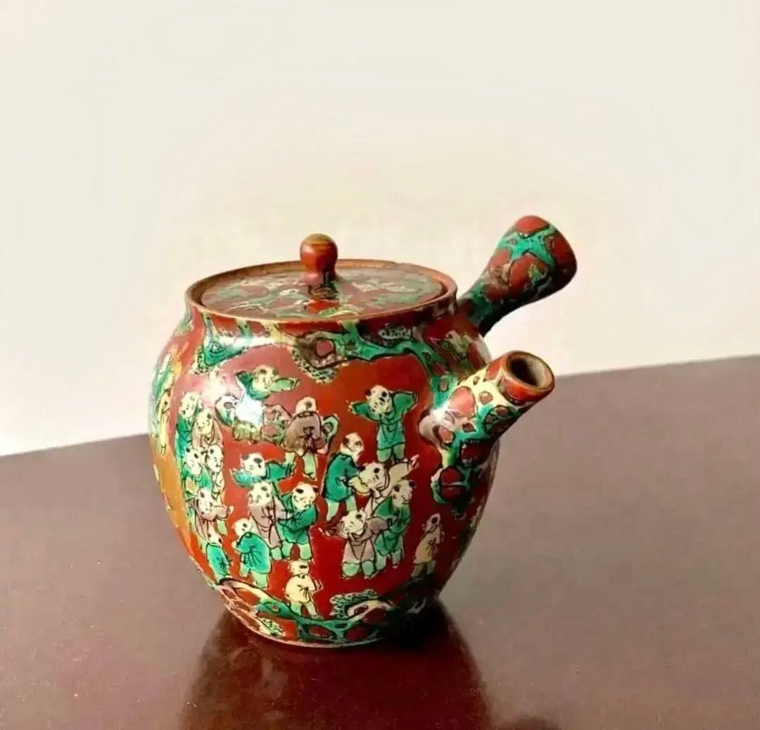 九谷 木米】 骨董 アンティーク 急須 唐様 金彩赤絵