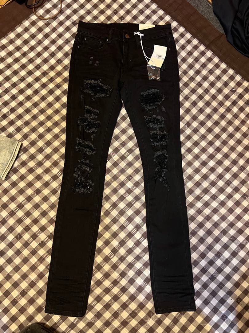 ミニマル 28 ミニマル mnml ダメージ ストレッチデニムパンツ メンズ W28-W34