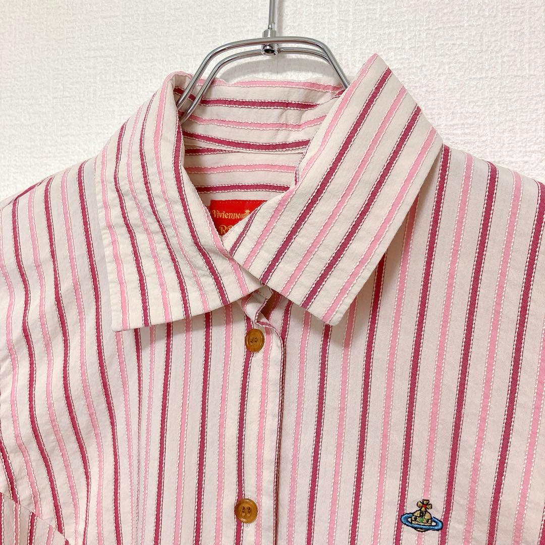 ヴィヴィアンウエストウッドレッドレーベル ストライプシャツ 変形襟