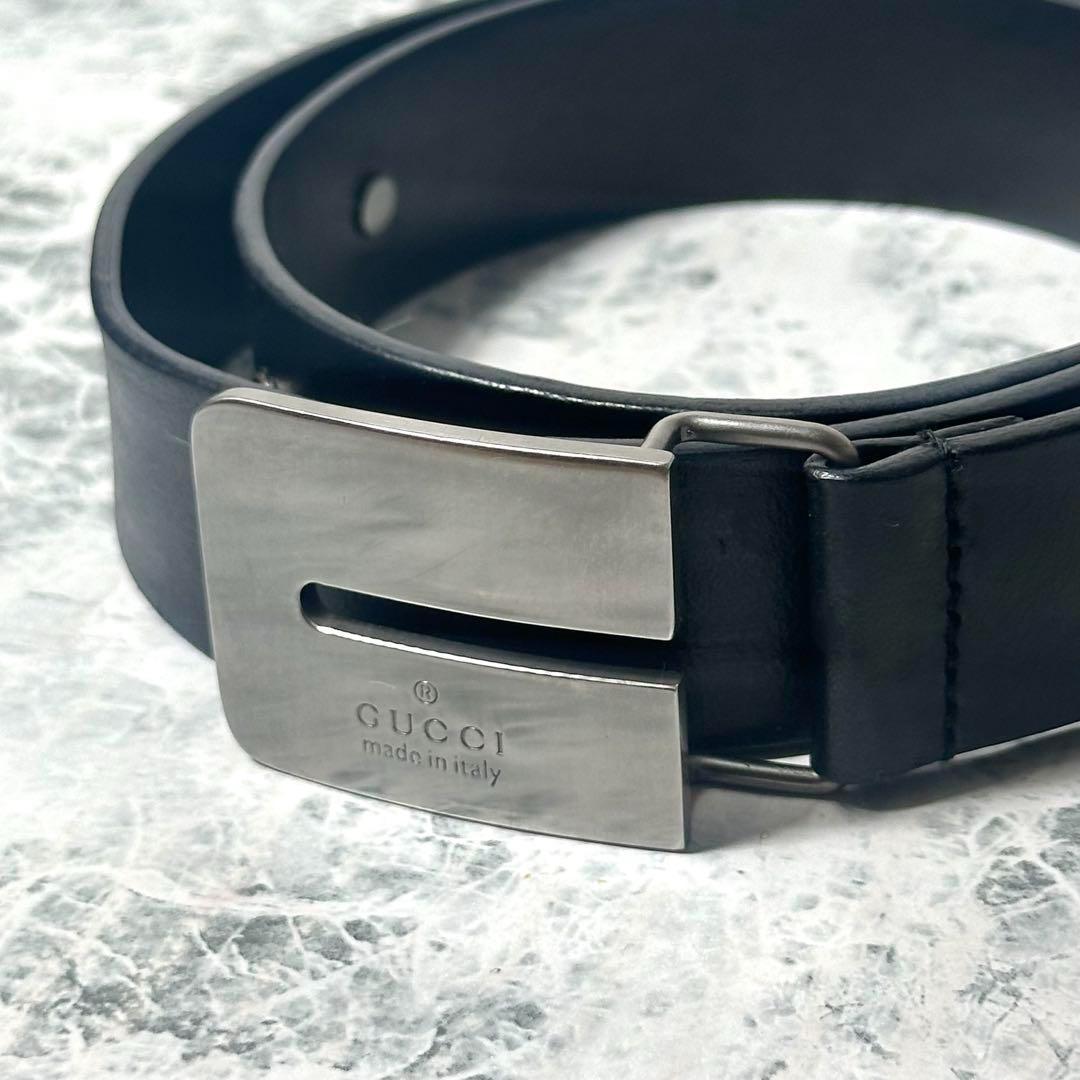 ⭐️OLD GUCCI⭐️GUCCI グッチ正規品 本革プ レートバックルベルト 中古・古着通販】GUCCI (グッチ) GGバックルレザーベルト ブラック