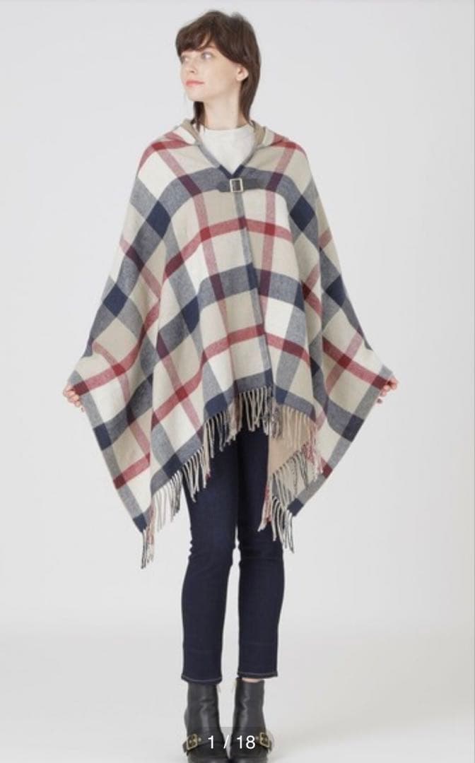 クレストブリッジチェックフード付きショール リバーシブル 38 日本製 BLUE LABEL CRESTBRIDGE（ブルーレーベルクレストブリッジ） マフラー