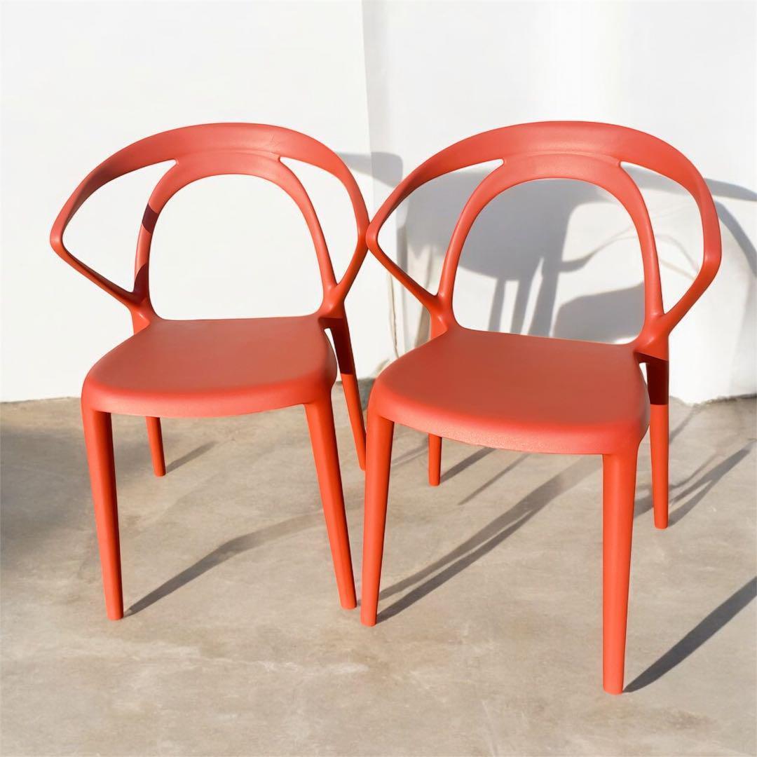 未使用品】CHERRY エルパソ ダイニングチェア レッド 2脚セット①