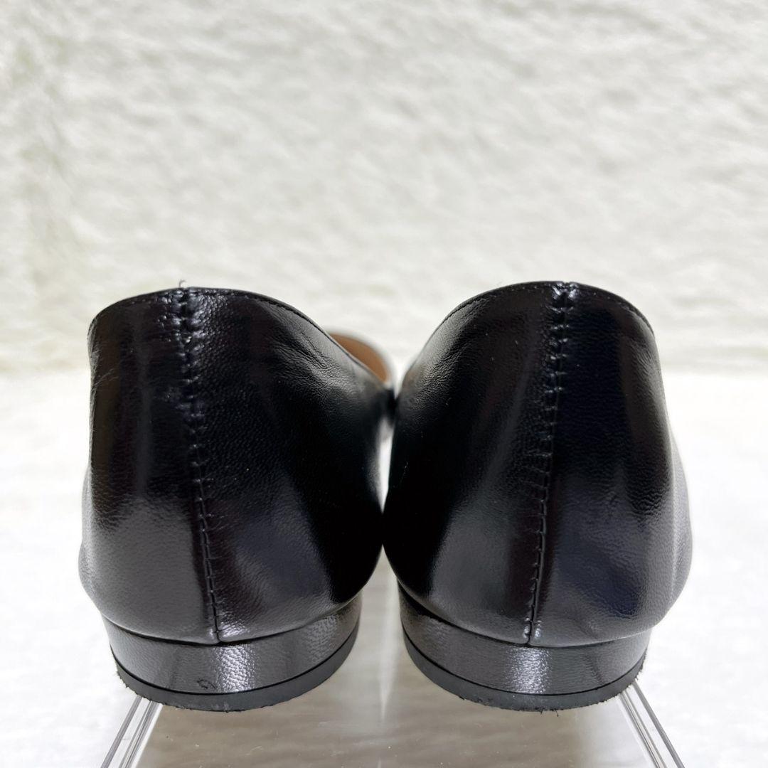 極美品】フランチェスコルッソ フラットシューズ 38 黒 ポインテッドトゥ