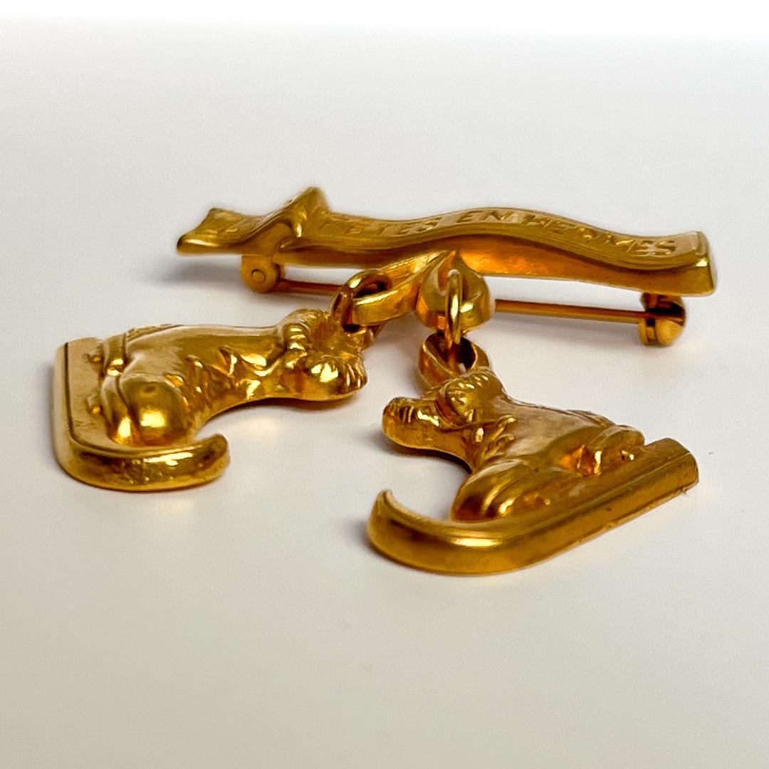 美品☆エルメス ブローチ スケートシューズ モチーフ ゴールド 希少