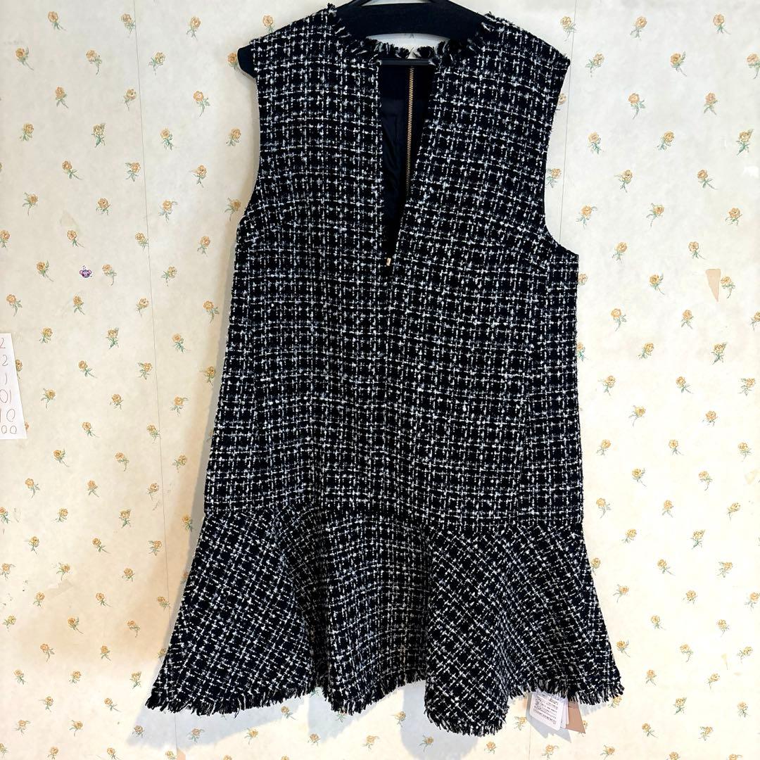 ツイード ワンピース ブラック・未使用タグ付き・Apuweiser-riche