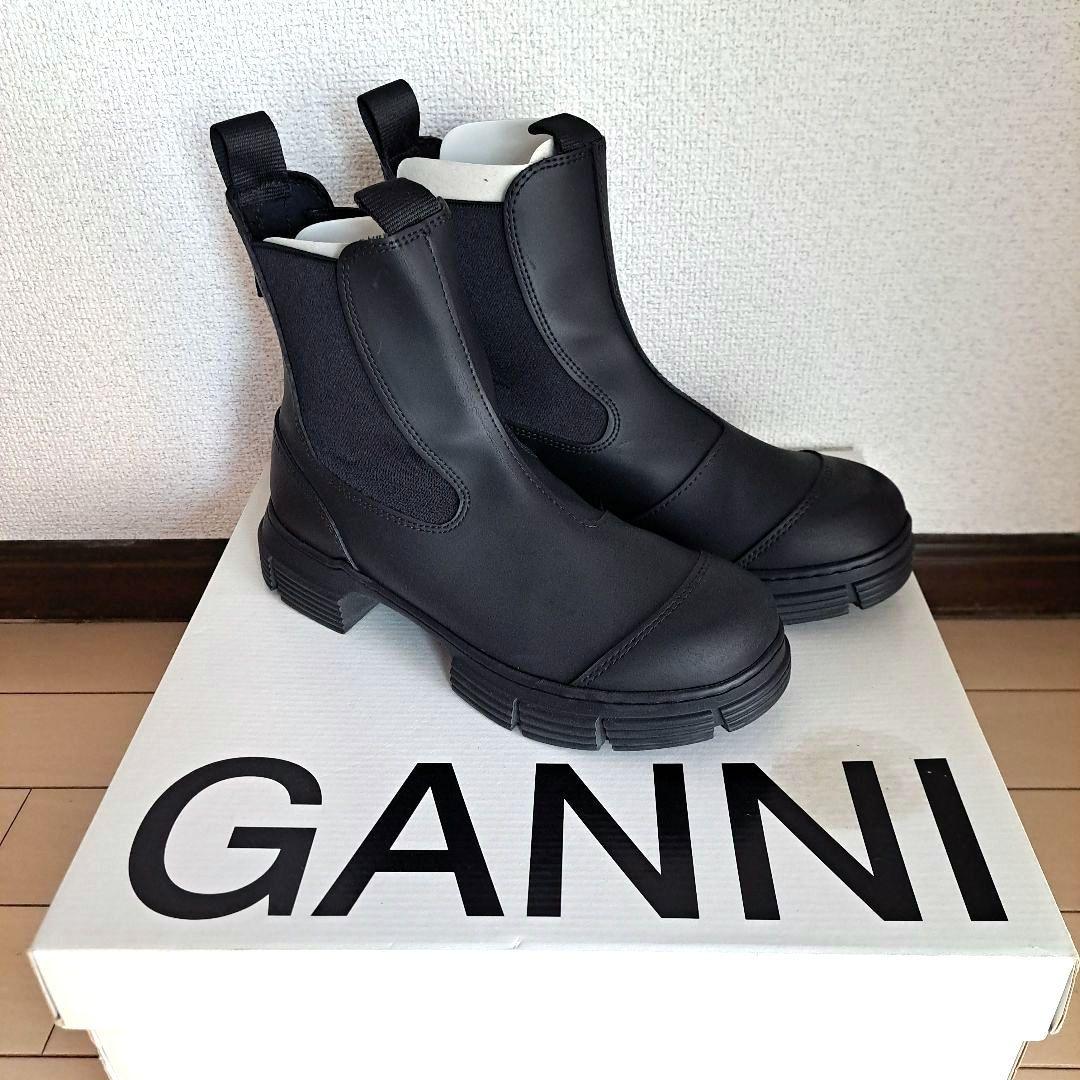 【ねここ】GANNI チェルシーブーツ サイドゴアブーツ ブラック 38 ガニー ブーツ チェルシーブーツ サイドゴアブーツ ブラック