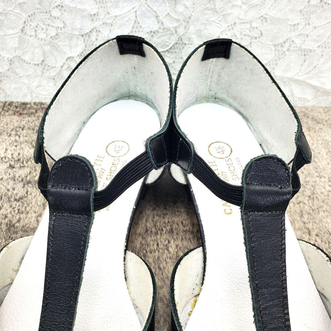 未使用級【CATWORTH】Tストラップ フラットシューズ 黒 23.5cm