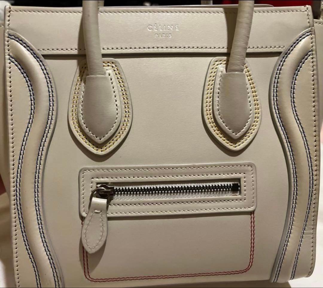 美品 セリーヌ ラゲージ ナノ マルチカラーステッチ ショルダー - メルカリ