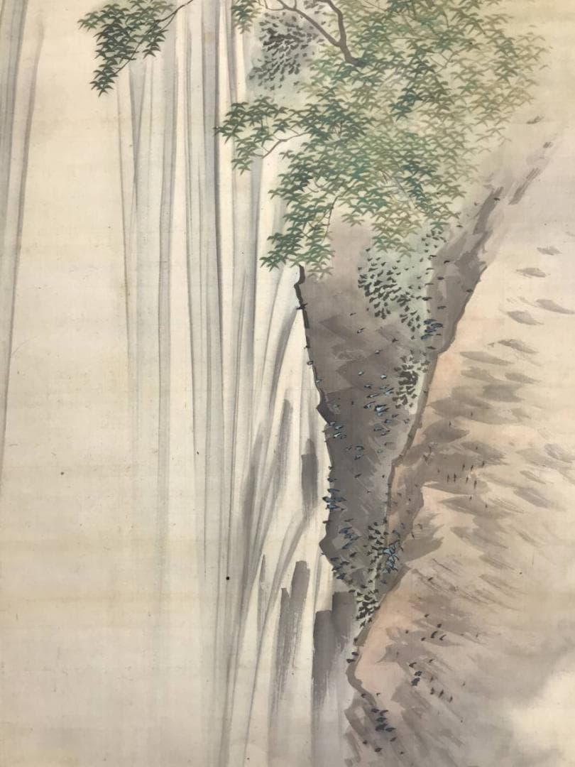 真作】吉村孝文/養老滝菊水図/師応挙/掛軸/名家伝来/AC-396