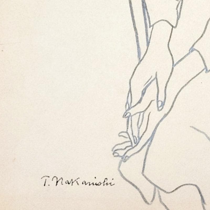 ☆中西利雄☆「婦人像」素描デッサン画 大衣サイズ