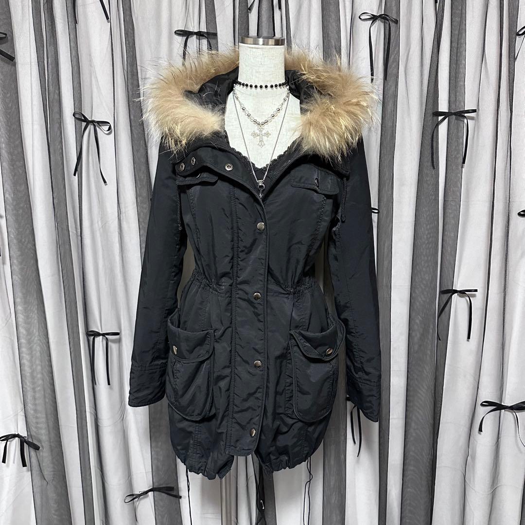 平成ギャルy2k ファー付きアウター ミニタリーモッズコート フェアリー