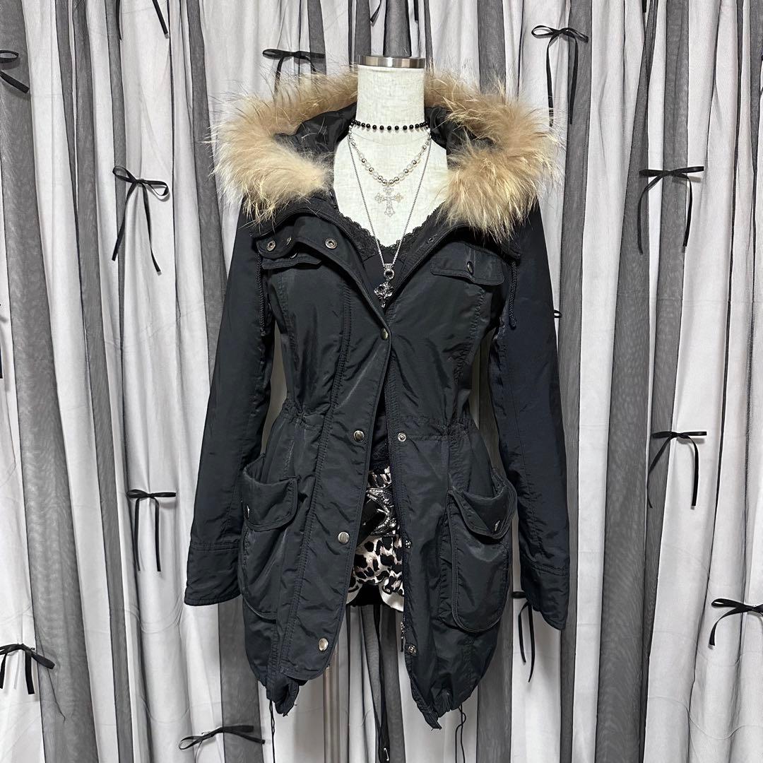 平成ギャルy2k ファー付きアウター ミニタリーモッズコート フェアリー