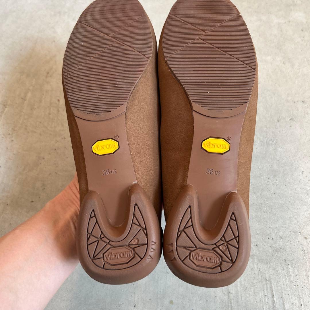 SHISEI/シーセイ 23.5cm スエード ボア フラットパンプス