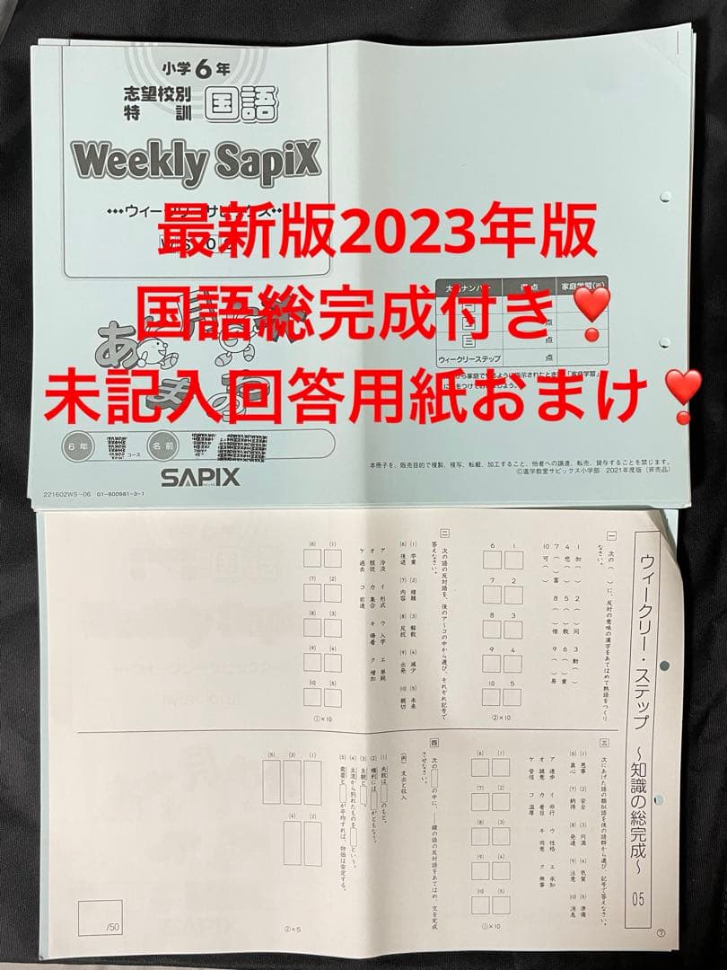 ㉔な サピックス SAPIX 6年ウィークリーサピックス 国語 知識の総完成