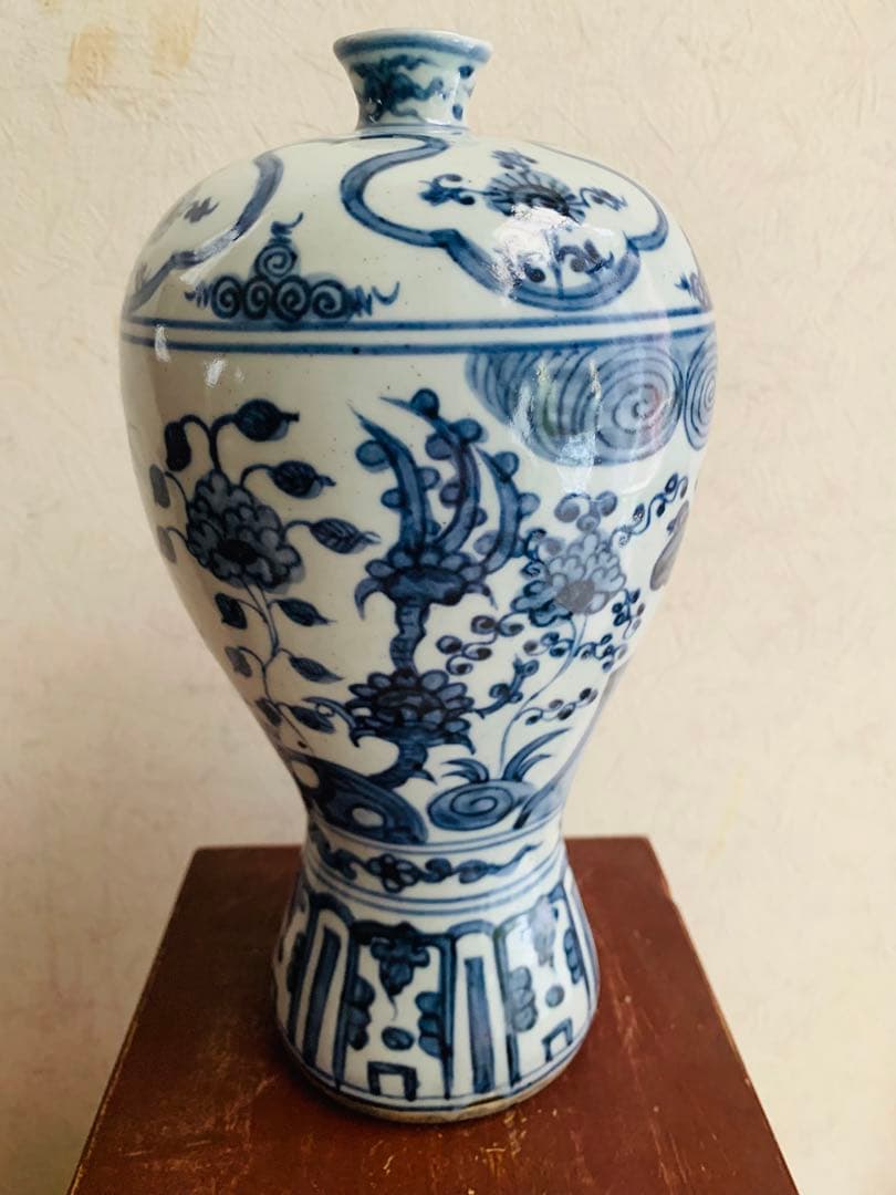 中国明時代晩期染付(青花)花瓶(梅瓶)