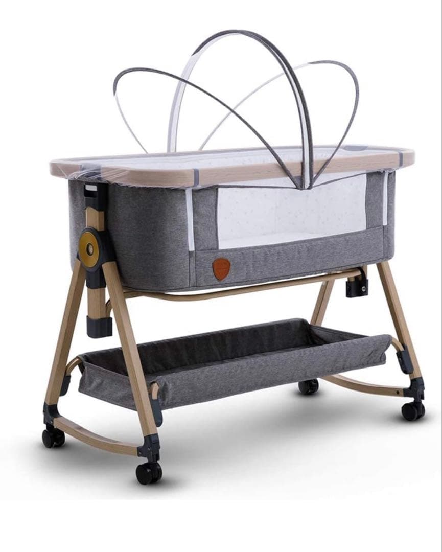 Playkids 折りたたみベビーベッド グレー/ネイビー Playkids 折りたたみベビーベッド グレー/ネイビー - メルカリ