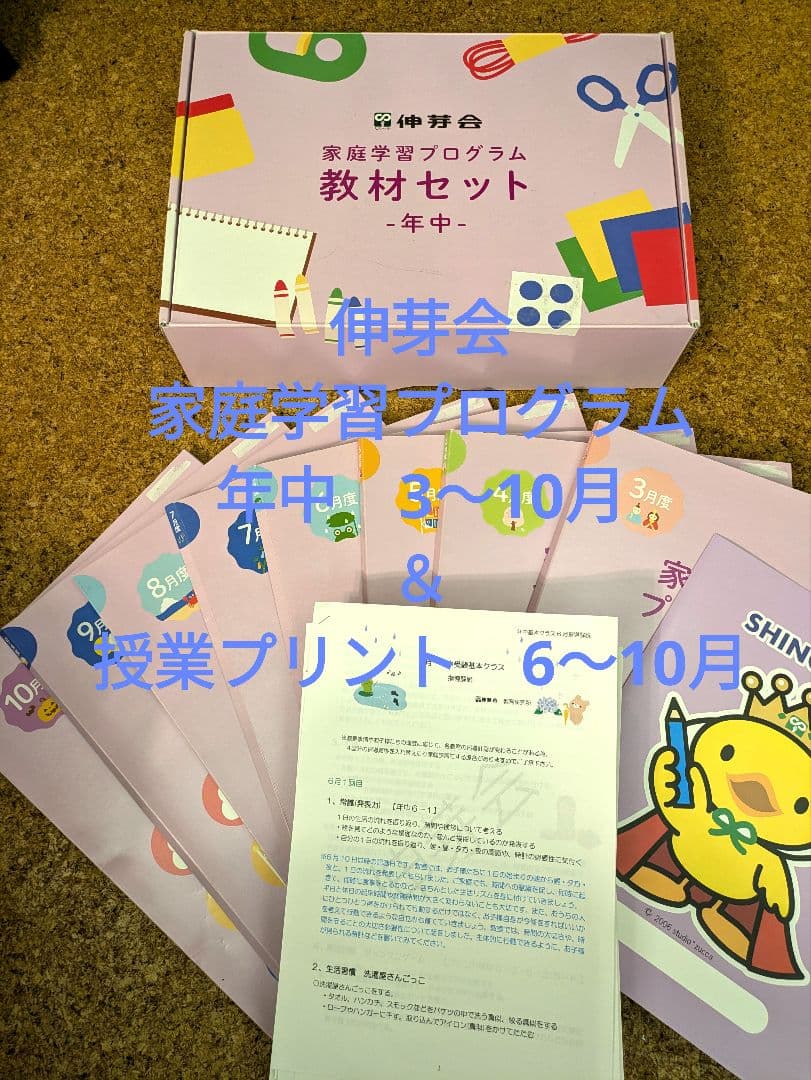 【伸芽会】家庭学習プログラム　年中　3〜10月　授業＆解説プリント　6〜10月 伸芽会 家庭学習プログラム 年長 11月から10月まで12回分