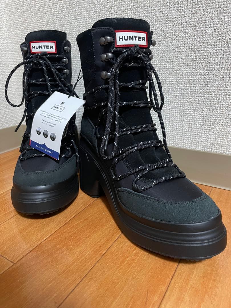 値下げ【新品未使用】HUNTER 厚底 ブーツ レディース 24.5cm 防水