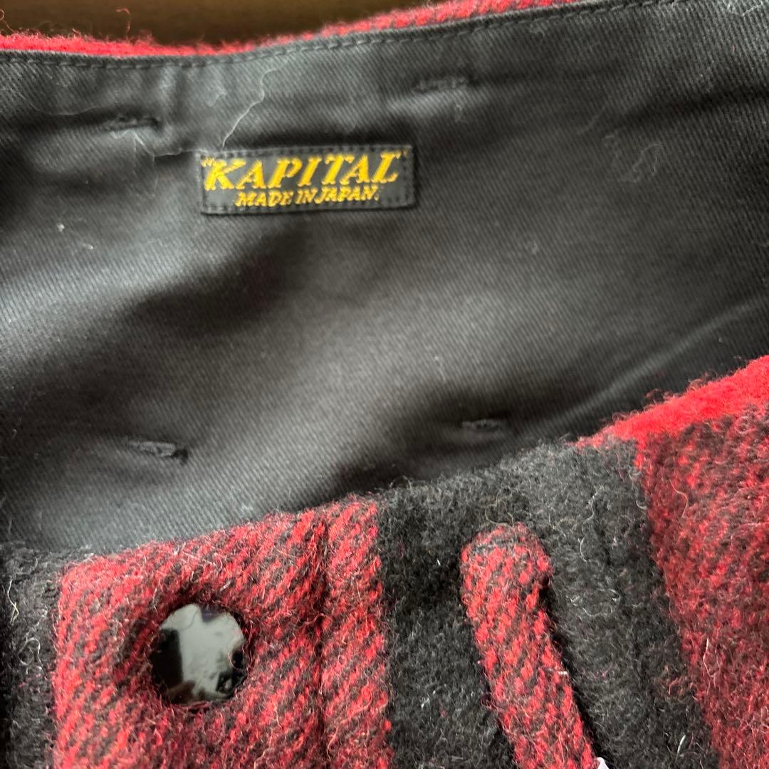 KAPITAL レッドブラックチェック ガウチョパンツ - メルカリ