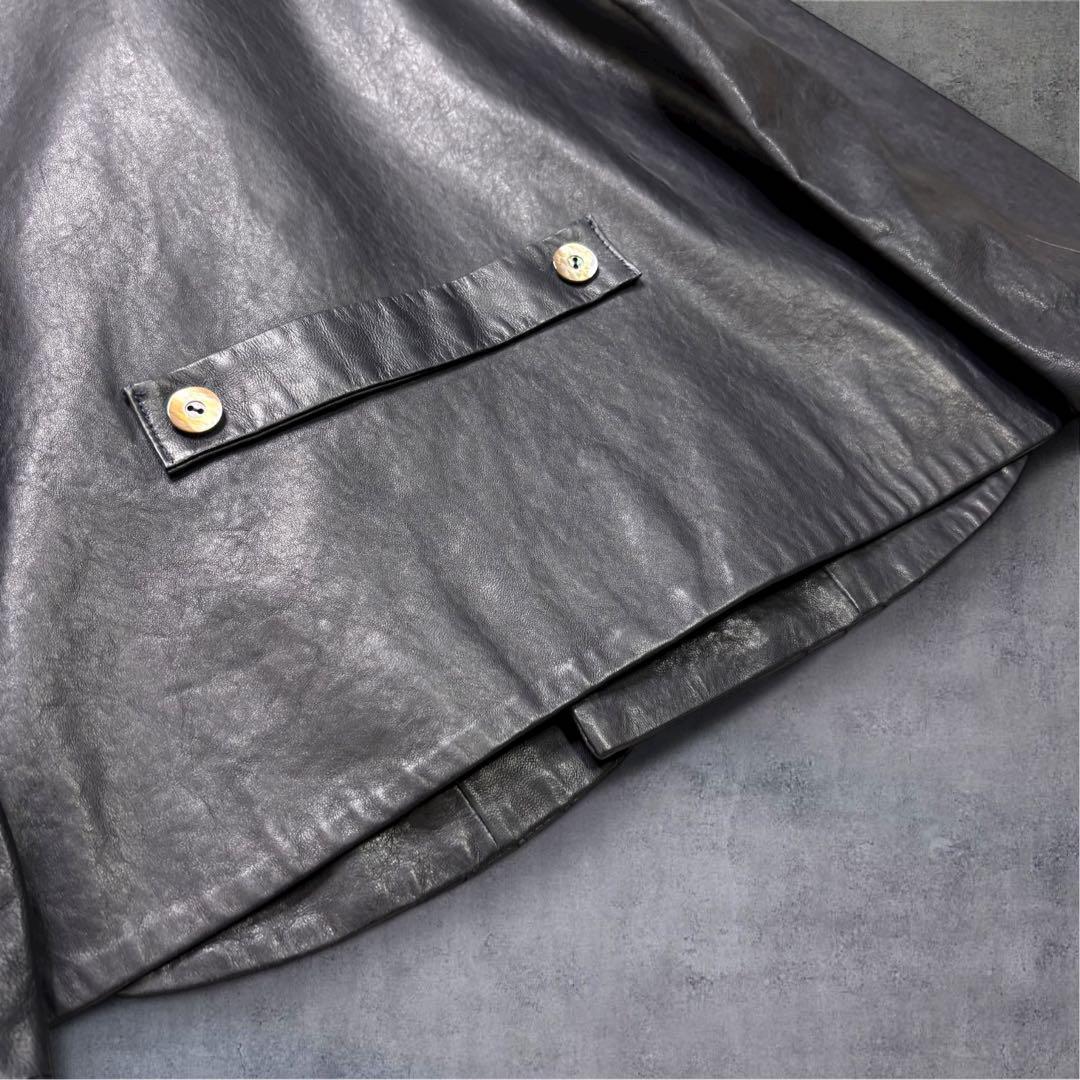 新品】 パラスパレス ラムレザー ノーカラー ジャケット イタリア製 M