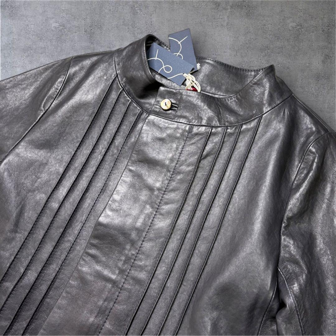 新品】 パラスパレス ラムレザー ノーカラー ジャケット イタリア製 M