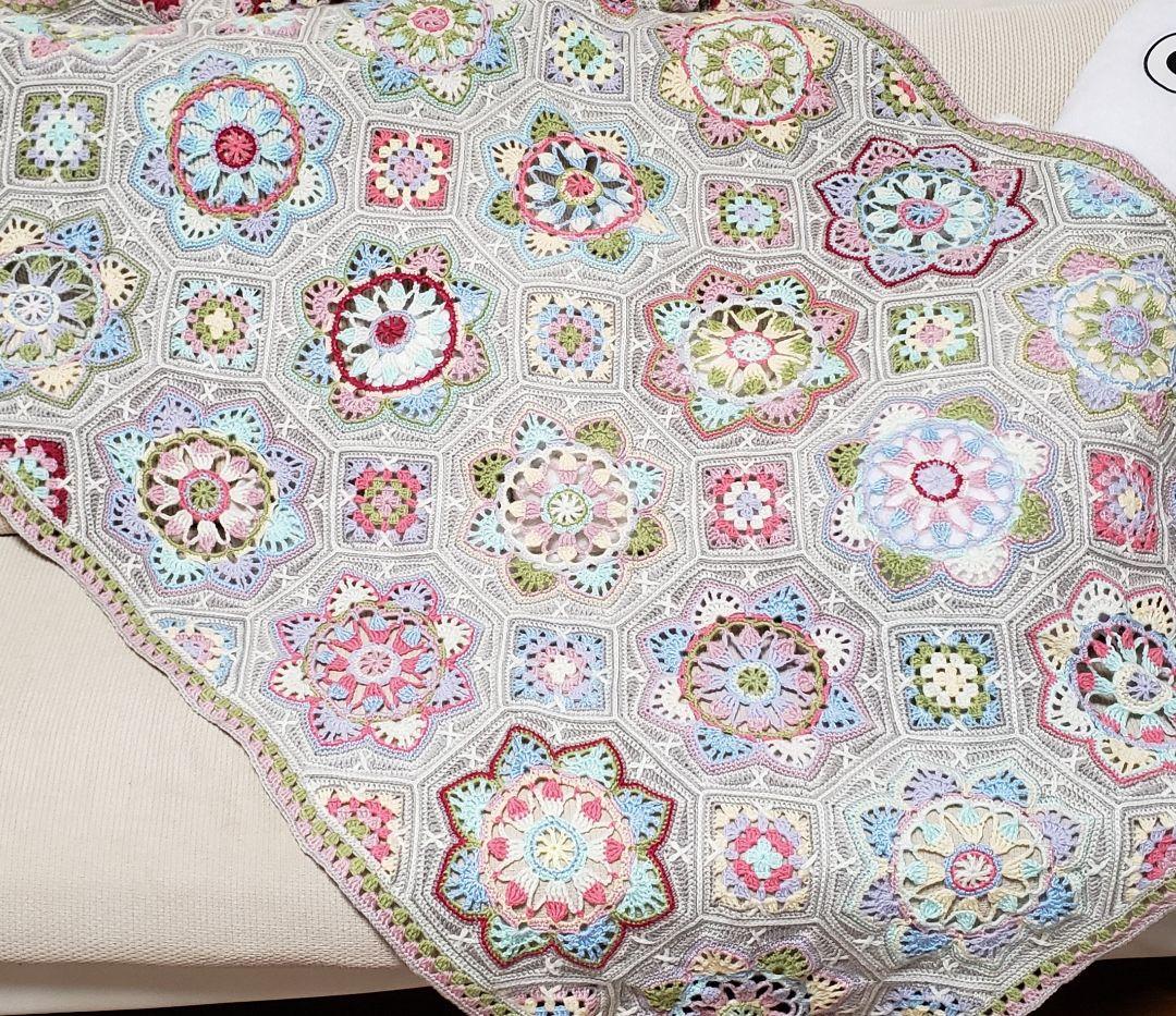 ペルシアンタイル☆マルチカバー ブランケット 手編み 大判