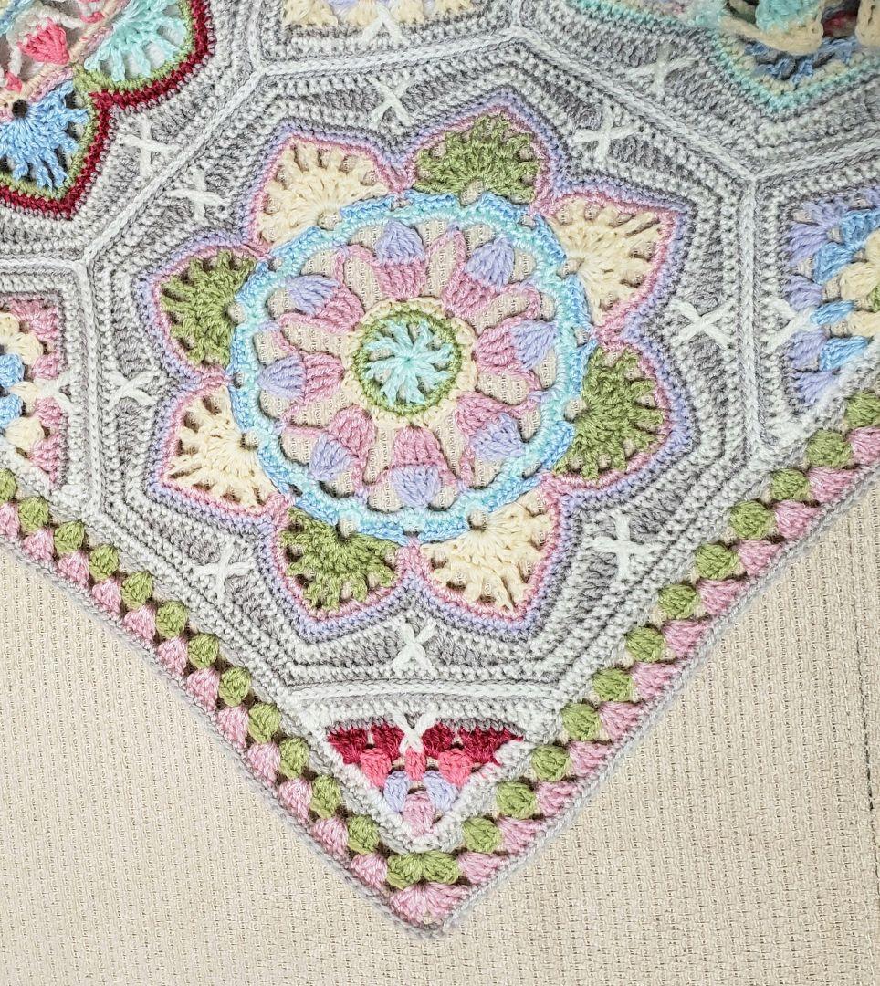 ペルシアンタイル☆マルチカバー ブランケット 手編み 大判