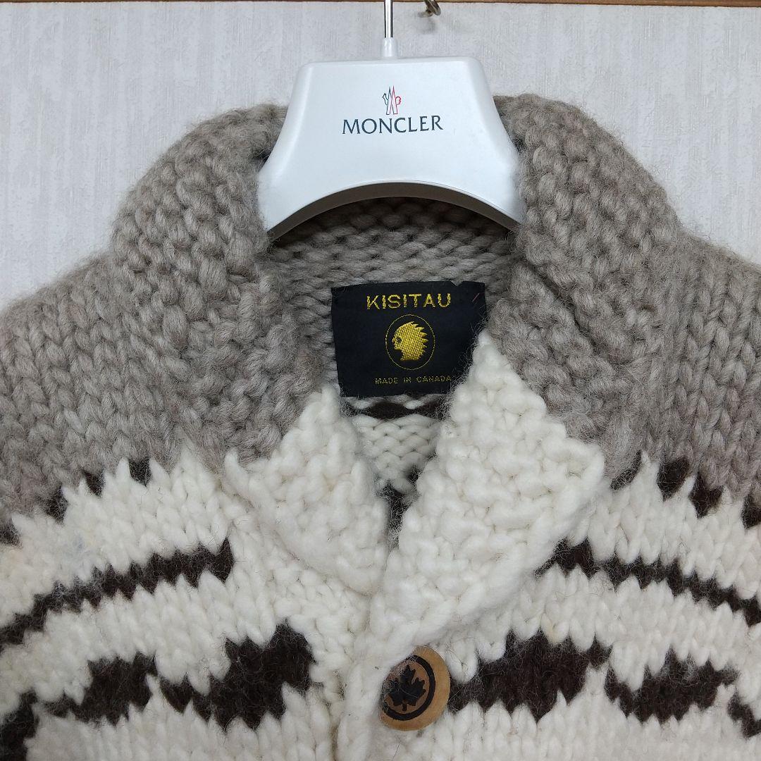 KISITAU カウチンセーター カナダ製 メイプルボタン フリーサイズ