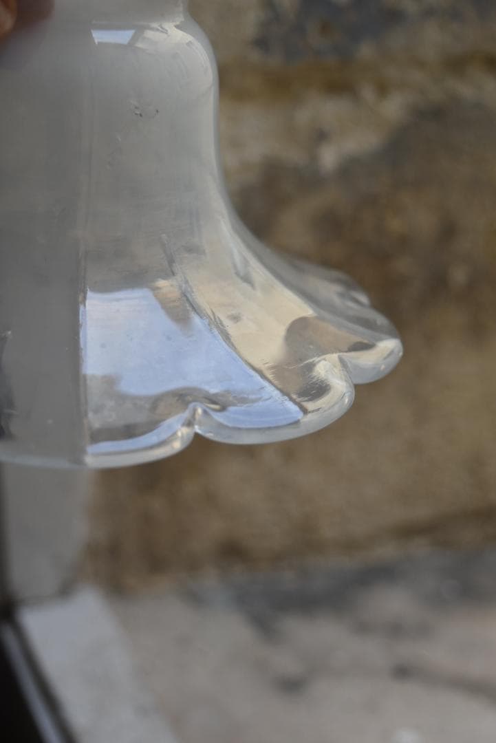 美品 フランスアンティーク 花フォルム オパリン ガラスシェード