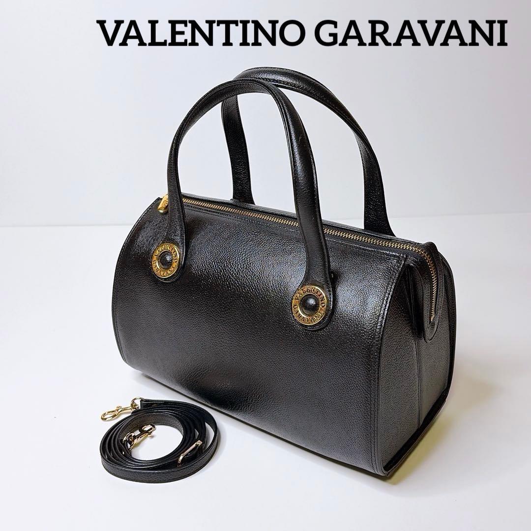 美品】ヴァレンティノ オールレザー 2way ミニボストンバッグ ブラック