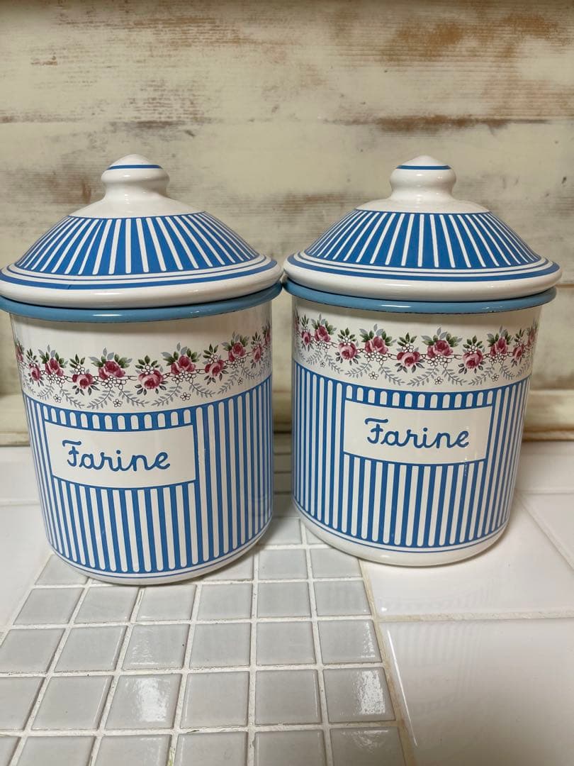 ホーロー キャニスター 花柄 ブルー 5個セットの通販はau PAY